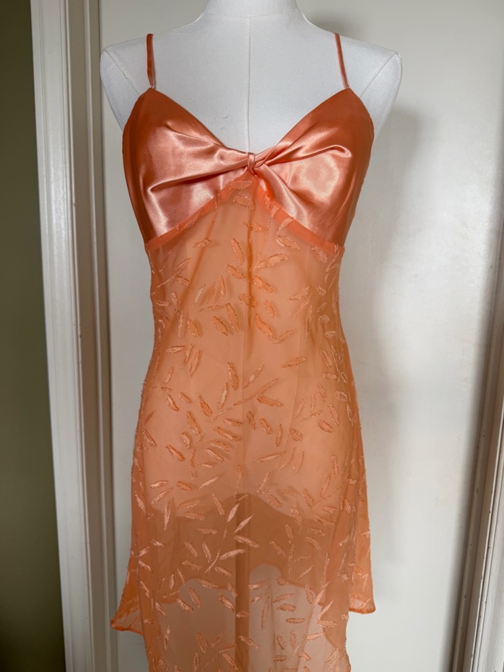 La Vie en Rose Peach Sheer Babydoll Nightgown Robe Set M Y2K - Picture 2 of 11